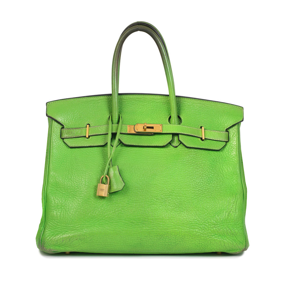 Hermès: a Vert Cru Clemence Leather Birkin 35 2003 (includes padlock, keys, cloche, dust ba...