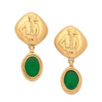 Karl Lagerfeld for Chanel: a Pair of Green Gripoix Coco Earrings 1990s