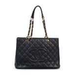 Karl Lagerfeld for Chanel: a Black Caviar Leather Grand Shopping Tote (GST) 2005-06 (includes se...