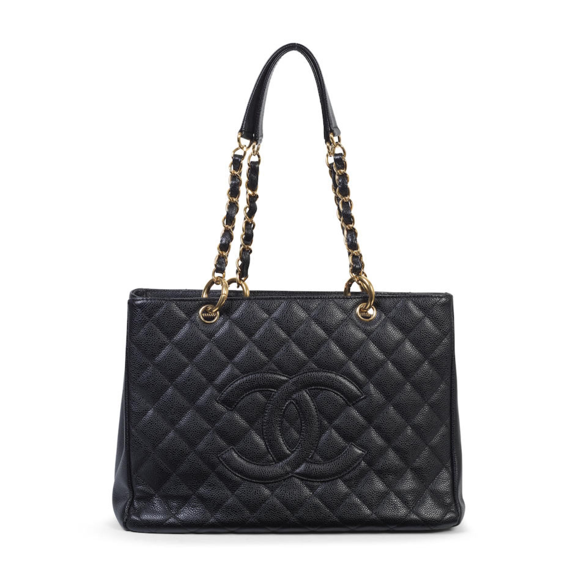 Karl Lagerfeld for Chanel: a Black Caviar Leather Grand Shopping Tote (GST) 2005-06 (includes se...