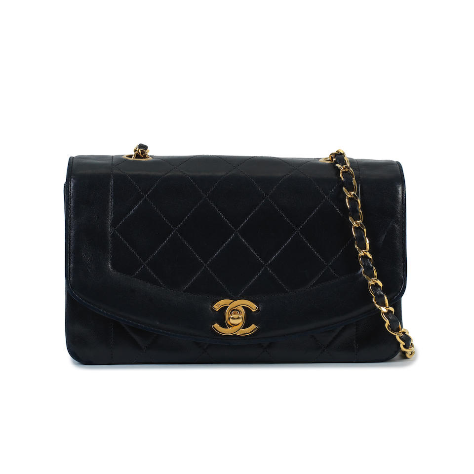Karl Lagerfeld for Chanel: a Black Quilted Lambskin Small Diana Flap Bag 1991-94 (includes seria...