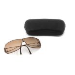Karl Lagerfeld for Chanel: a Pair of Brown CC Visor Sunglasses 2000s (Includes case)