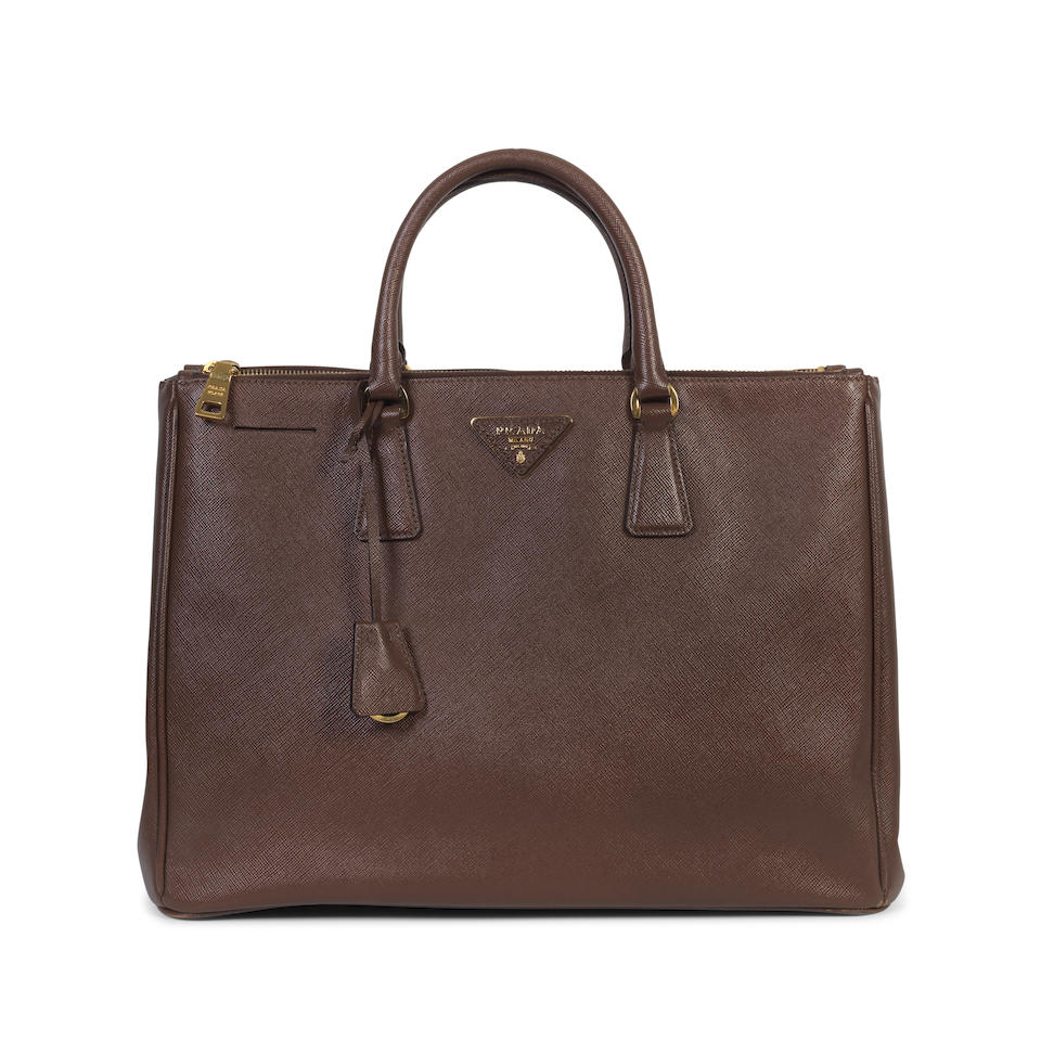 Prada: a Brown Saffiano Leather Large Galleria Tote