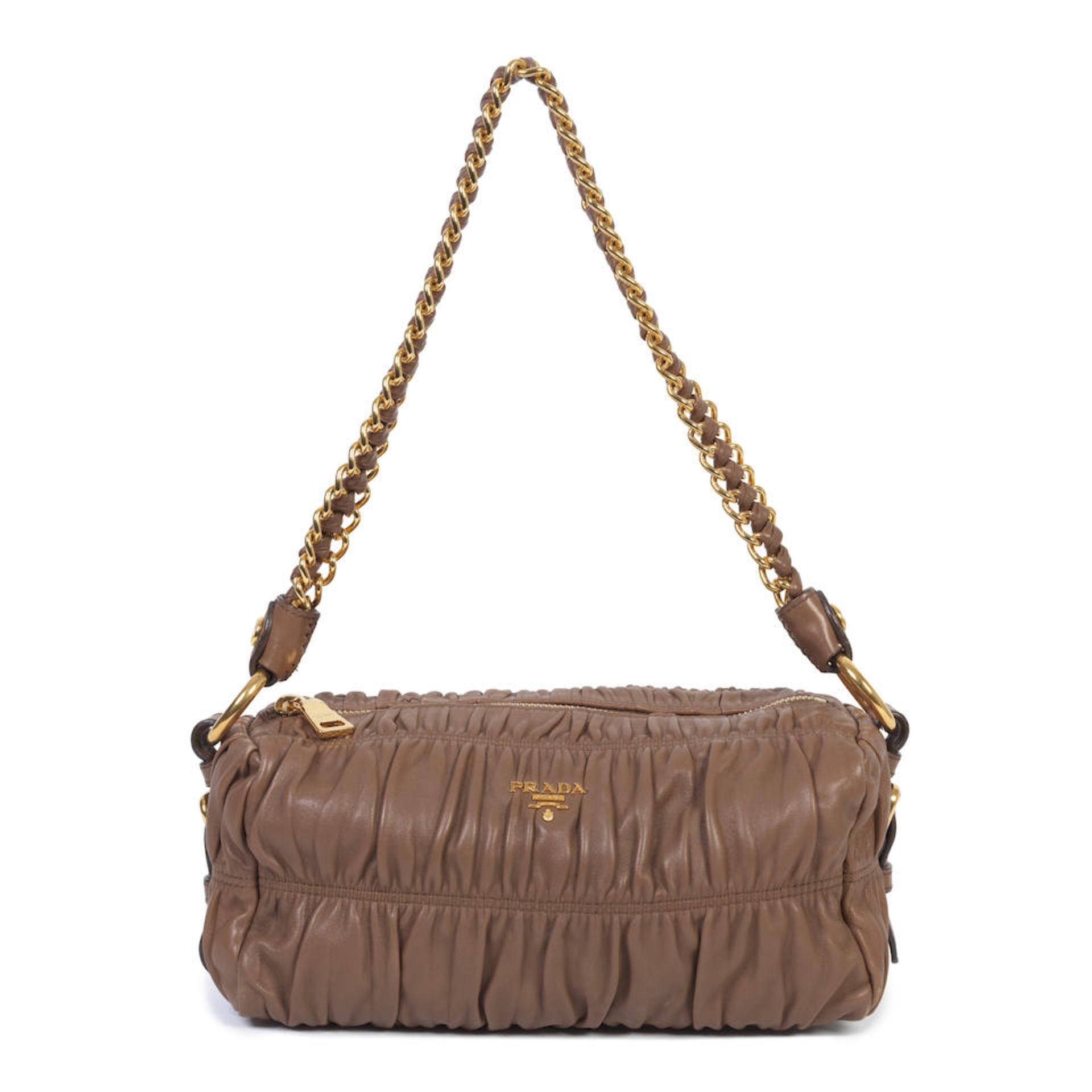 Prada: a Brown Gaufre Shoulder Bag 2000s (includes dust bag)