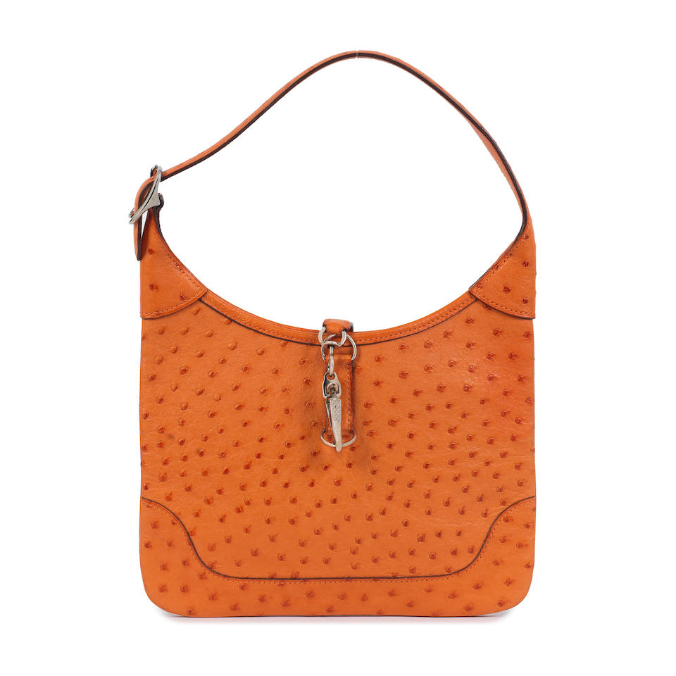 Hermès: an Orange H Ostrich Trim 24 2005 (includes dust bag)