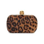 Alexander McQueen: a Leopard Pony Skin Skull Box Clutch 2000s (includes dust bag and box)