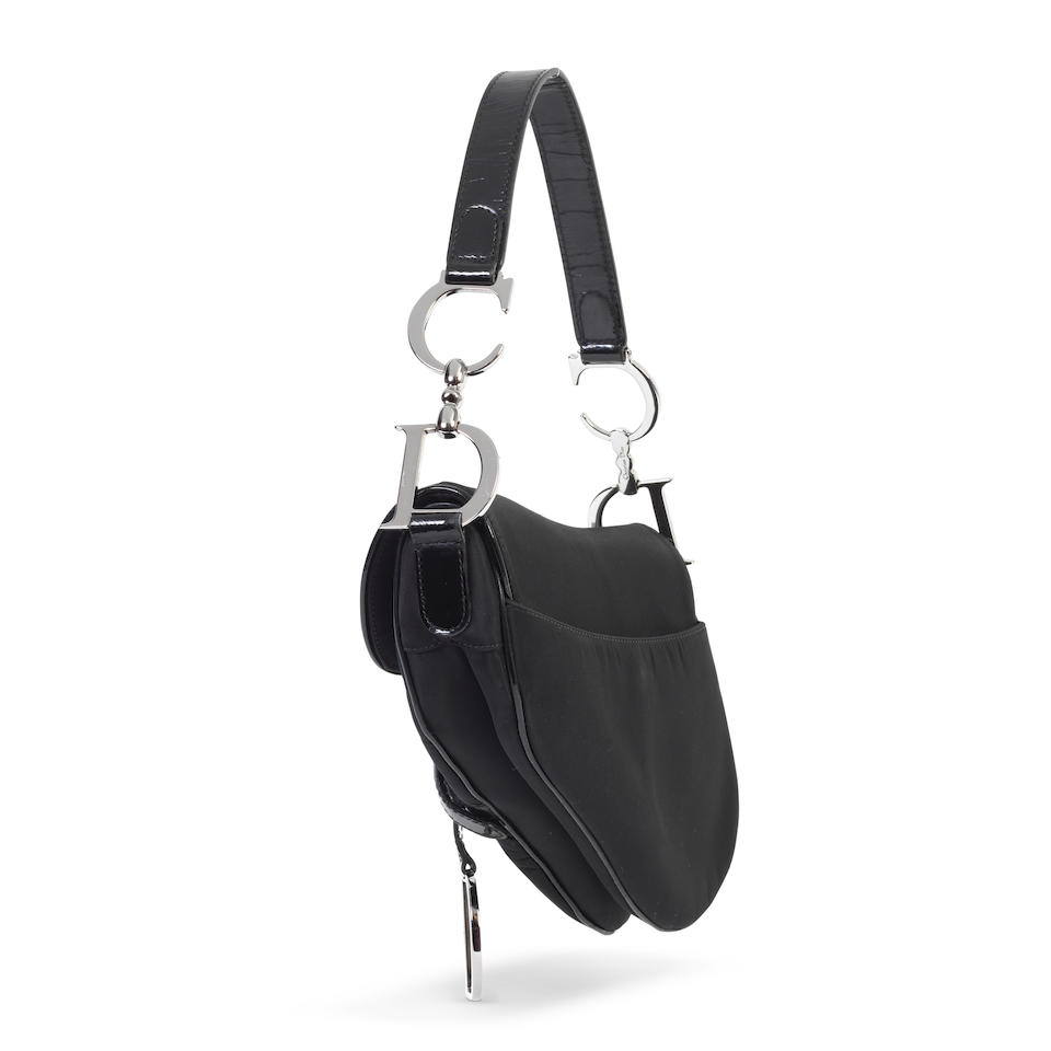 John Galliano for Christian Dior: a Black Nylon and Patent Leather Saddle Bag 2002 (includes dus... - Image 2 of 3