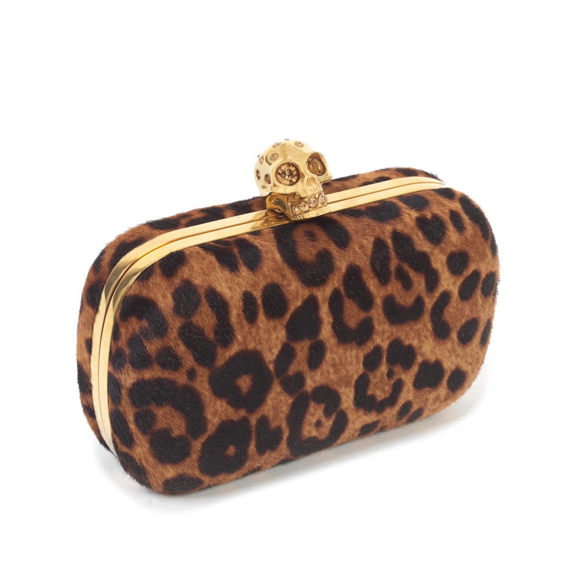 Alexander McQueen: a Leopard Pony Skin Skull Box Clutch 2000s (includes dust bag and box) - Image 2 of 2