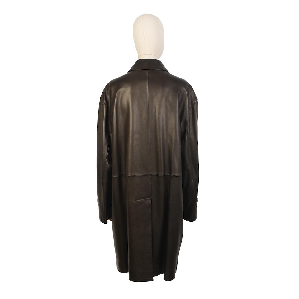 Hermès: a Men's Brown Long Leather Jacket 2000s (includes dust jacket) - Image 2 of 2