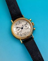 BREGUET, RETAILED BY TIFFANY & CO. AN 18K GOLD MANUAL WIND CHRONOGRAPH WRISTWATCH Classique Chro...