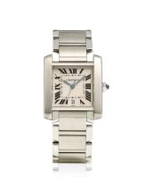 CARTIER. A STAINLESS STEEL AUTOMATIC CALENDAR BRACELET WATCH Tank Francaise , Ref: 2302, c. 2000s