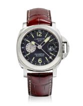 PANERAI. A LIMITED EDITION STAINLESS STEEL AUTOMATIC CALENDAR WRISTWATCH WITH DUAL TIME ZONE Lum...
