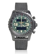 BREITLING. A LIMITED EDITION BLACKENED STAINLESS STEEL QUARTZ CHRONOGRAPH ALARM CALENDAR BRACELE...