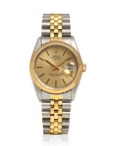 ROLEX. AN 18K GOLD AND STAINLESS STEEL AUTOMATIC CALENDAR BRACELET WATCH Datejust, Ref: 16013, c...