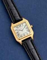 CARTIER. AN 18K GOLD MANUAL WIND WRISTWATCH Santos, c. 1915