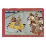 A Jodhpur nobleman on horseback with a group of lancers Jodhpur, circa 1810-20