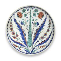 A fine Iznik rimless pottery dish Turkey, circa 1575