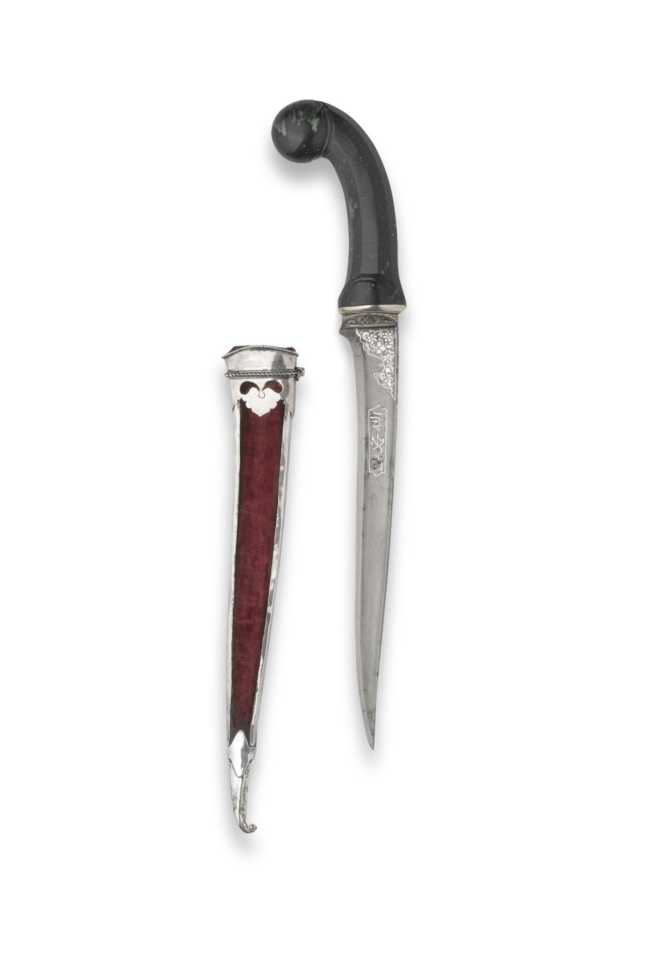 A hardstone-hilted steel dagger (pesh-kabz) North India, 18th/ 19th Century