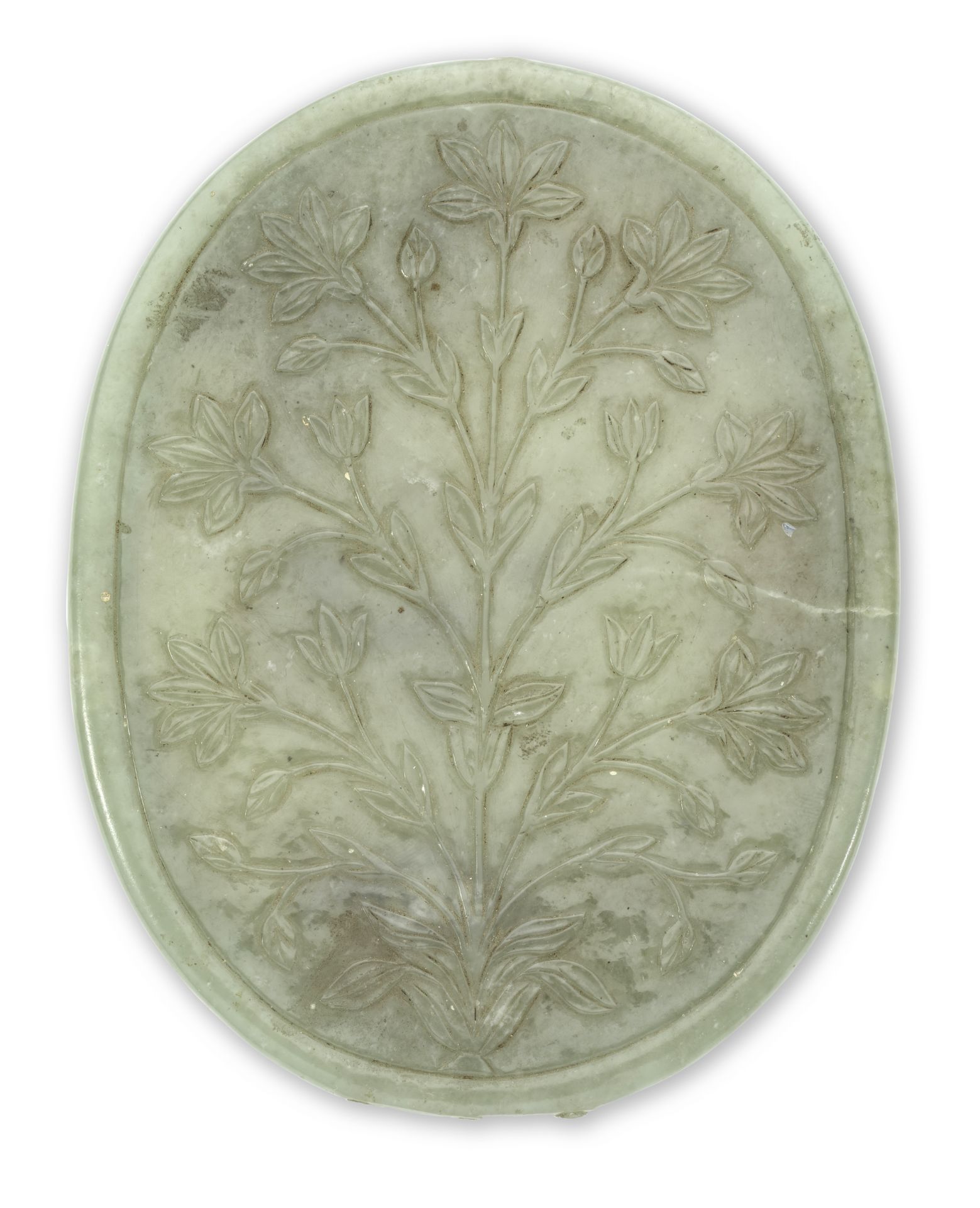 A carved jade mirror back North India, 18th/ 19th Century