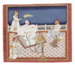 Rajrana Zalim Singh Jhala receiving his son Madho Singh Kotah or Jhalawar, circa 1820 or later