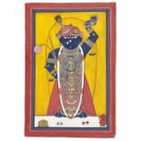 Three paintings depicting Sri Nath-Ji adorned in temple alcoves Kotah, Nathdwara, mid-19th Centu...
