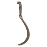 An unusual war scythe (matchu) with pommel from the hilt of a sword from the armoury of Tipu Sul...
