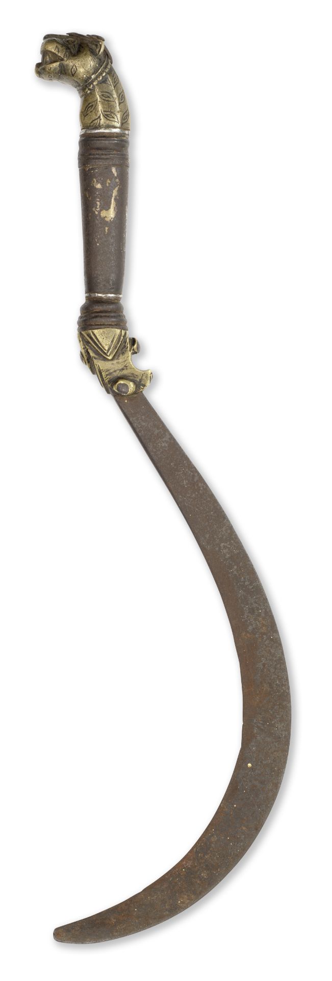 An unusual war scythe (matchu) with pommel from the hilt of a sword from the armoury of Tipu Sul...