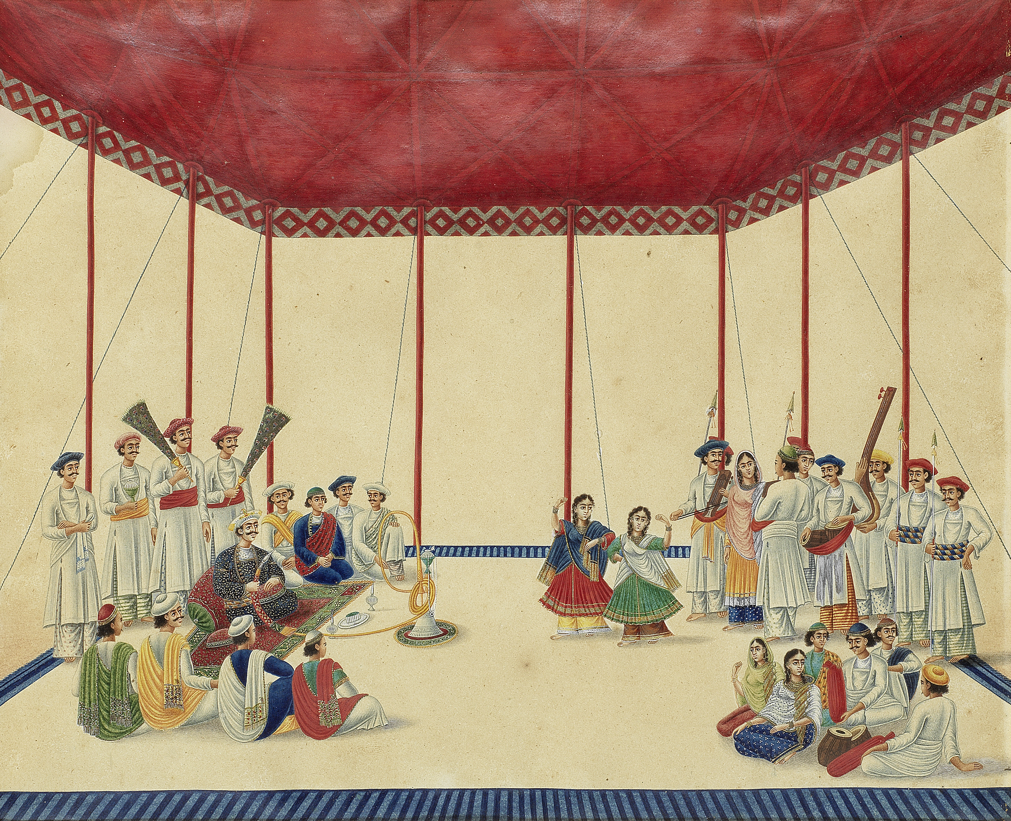 A nobleman and his entourage being entertained by nautch girls and musicians Patna, attributed t...