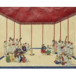 A nobleman and his entourage being entertained by nautch girls and musicians Patna, attributed t...