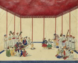 A nobleman and his entourage being entertained by nautch girls and musicians Patna, attributed t...