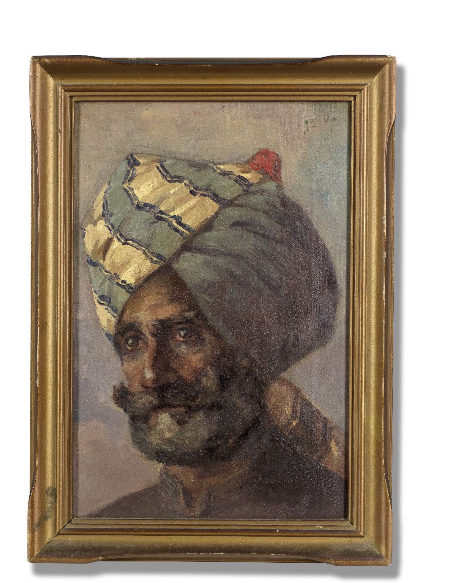 Hugo Vilfred Pedersen (Danish, 1870-1959) Head Study of a Sikh bodyguard to the Maharajah of Bur...