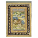 Zayd revives the fainting Layla and Majnun, sprinkling them with the water of life Mughal, Oudh,...