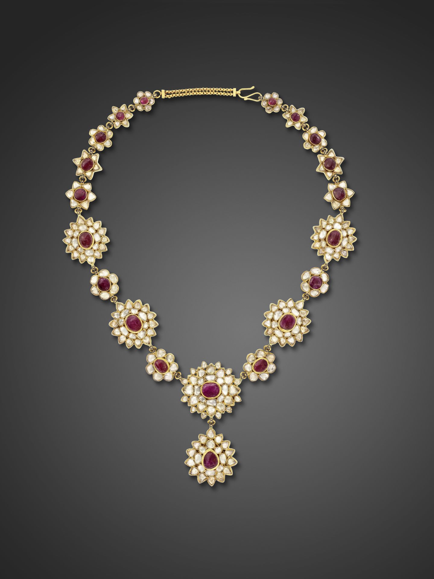 An impressive diamond-set enamelled gold necklace North India, 20th Century