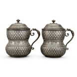 A pair of Tanjore silver-inlaid copper vessels South India, 19th Century(2)