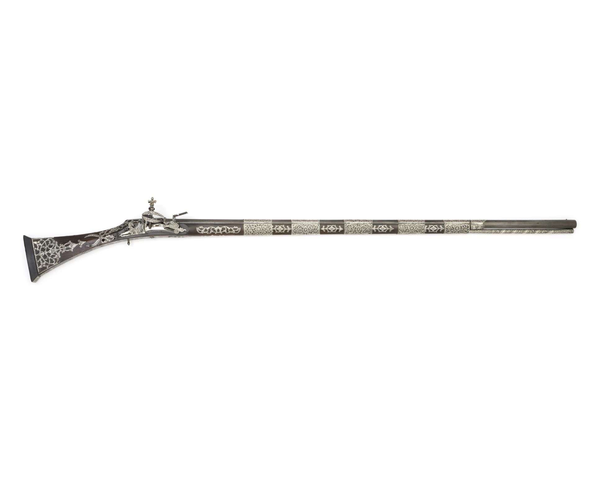 A silver-mounted miquelet rifle Algeria, dated AH 1263/ AD 1846