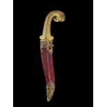 A gilt-copper hilted steel 'tears of the afflicted' dagger India, Kutch, 19th Century