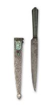 A Qajar gem-set jade-hilted watered-steel dagger (kard) Persia, 19th Century