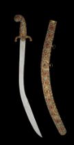 An Ottoman gold-damascened steel sword (kilij) Black Sea Coast, probably Trabzon, 19th Century