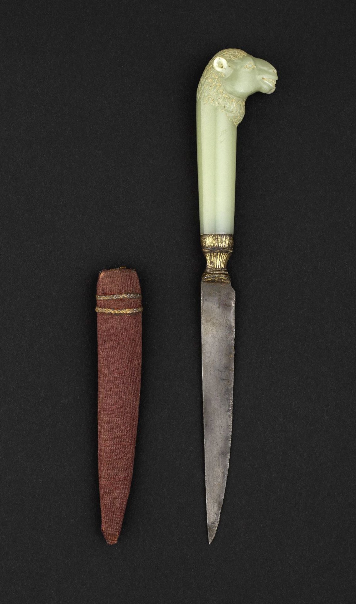 A jade-hilted gold koftgari steel camel head dagger (kard) India, 19th Century