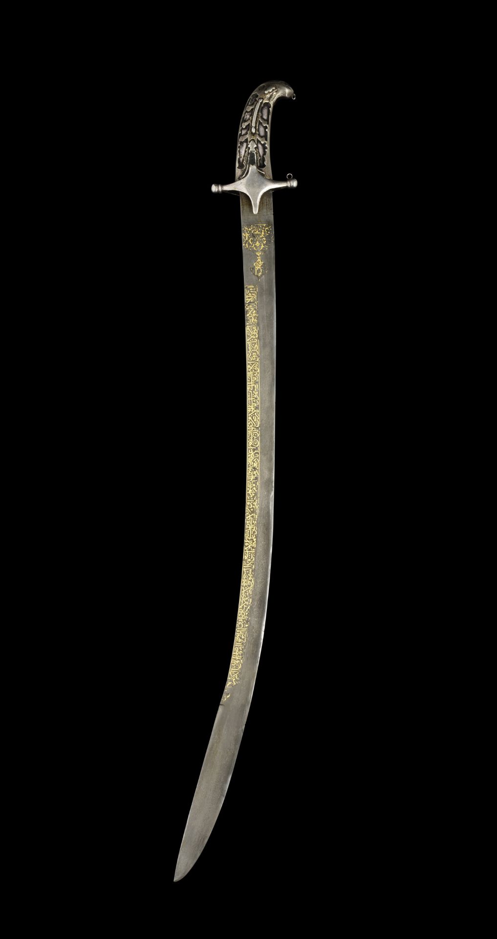A fine Ottoman gold-inlaid watered-steel sword (kilij) Turkey, the blade 16th Century, the hilt ...