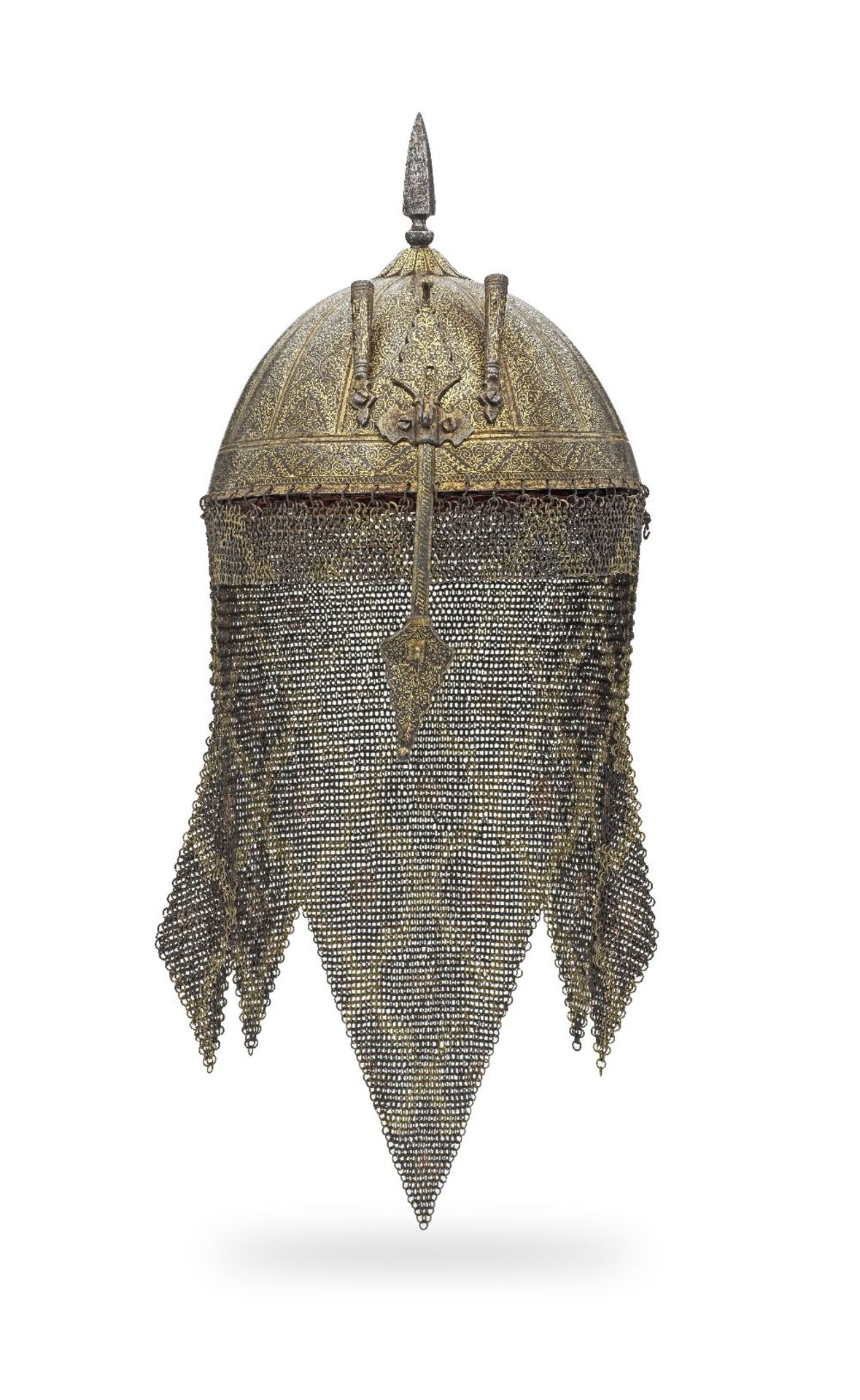 A gold koftgari steel helmet India, 19th Century