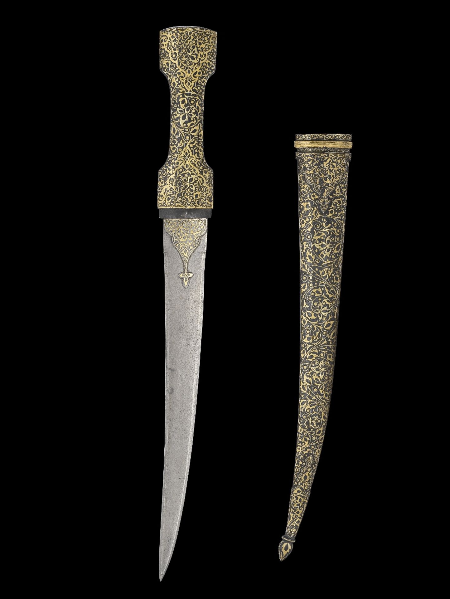 An Ottoman gold-damascened steel dagger (jambiyya) Turkey, 19th Century