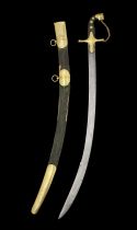 A fine horn and gilt-brass mounted officer's sword (kilij) in the Tipuesque Fashion India, circa...