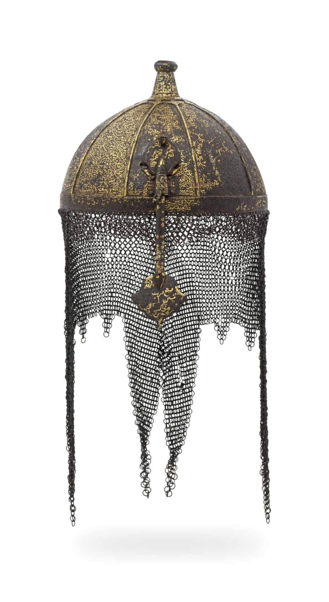A rare Safavid gold-damascened steel helmet (kulah-khud) Persia, 17th Century