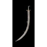 A niello silver-hilted finely watered-steel sword (kilij) signed by Muhammad Yusuf Misri Persia,...