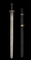 A Qajar Safavid Revival gold-damascened watered-steel sword Persia, 19th Century
