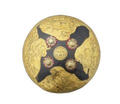 A painted leather shield (dhal) Mewar, North India, 19th Century