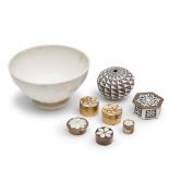 GROUP OF POTTERY AND MIXED METAL TRINKET BOXES