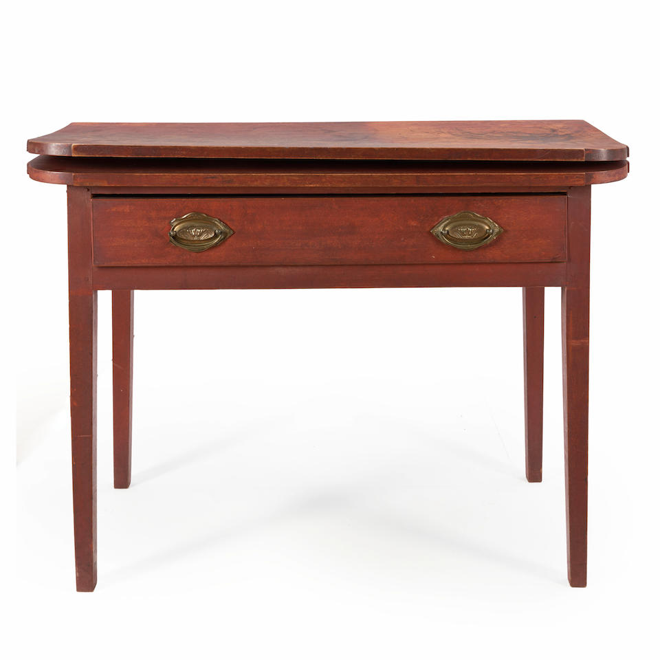 COUNTRY RED-PAINTED CARD TABLE - Image 2 of 2