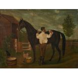 AMERICAN SCHOOL, 19TH CENTURY HORSE AND GROOM